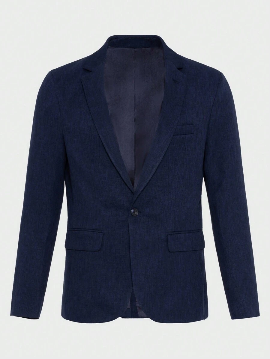 RueChic Men Lapel Collar Single Button Blazer