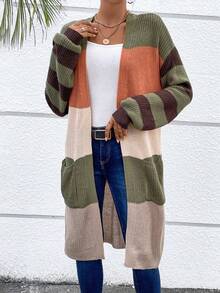 SHEIN LUNE 撞色落肩开衫 - 彩色 - 查看 5