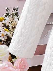 SHEIN 女小童拼接領翻蓋細節洋裝 - 白色 - 查看 4