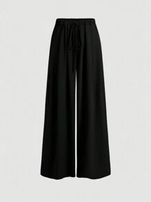 Plus Tie Waist Wide Leg Pants