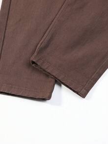 男童純色貨物口袋牛仔褲 - 咖啡棕 - 查看 8