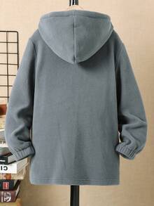 Tween Boys' Hooded Fleece Jacket Fall Winter - Grey - View 2