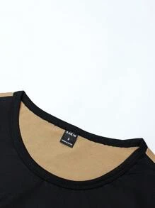 Manfinity Homme 男士字母圖案漸層T恤&腰部抽繩長褲 - 卡其色 - 查看 6