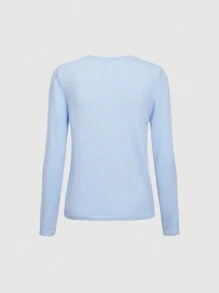 SHEIN MOD Contrast Lace Button Front Cardigan - Blue - View 10