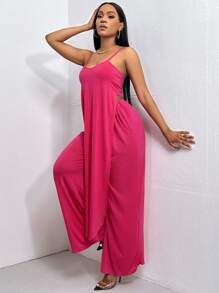 Slaydiva Áo Cami trơn & Quần ống rộng - Màu Hồng Tươi - Xem 4