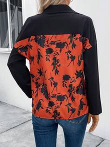 EMERY ROSE 印花燈籠袖襯衫 - 黑色 - 查看 2