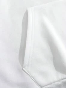 SHEIN EZwear Đồ họa Hoạt hình Túi kangaroo Dây rút Áo hoodie ấm áp - trắng - Xem 6