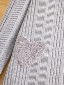 SHEIN Tween Girl Heart Patched Ribbed Knit Dress - Grey - View 3