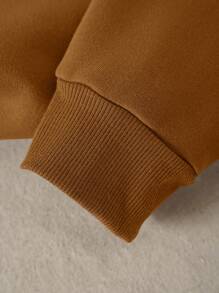 SHEIN EZwear Chất rắn Lót nhiệt Áo nỉ - màu nâu - Xem 3