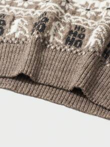EURMUSE Men Christmas Pattern Sweater - Brown - View 4