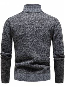 Manfinity Homme Men Marled Knit Quarter Zipper Thermal Jumper - Dark Grey - View 2
