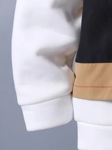 SHEIN Tween Boy Colorblock Vest Jacket & Thermal Lined Hoodie & Sweatpants - Multicolor - View 3