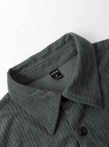Manfinity Homme 男士寬鬆字母拼接口袋前掀衫 - 灰色 - 查看 5