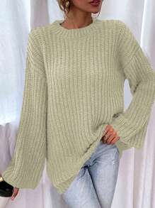 Jednolity Opuszczane ramiona Dzianina prążkowana Swetry