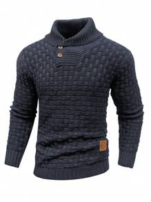 Manfinity Homme Hombres Jersey con parche & con diseño de botón - Neblina azul - Ver 3