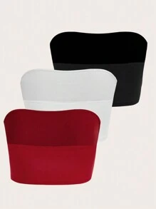 Flirla 大碼3入組素色抹胸上衣 - 彩色 - 查看 2