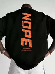 Manfinity RebelGame 超大号男式标语图案落肩 T 恤 - 黑色 - 查看 1