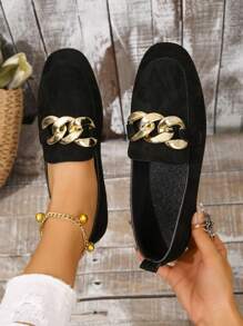 Fall/Winter Women's Fashionable Flat Shoes - Black - View 3