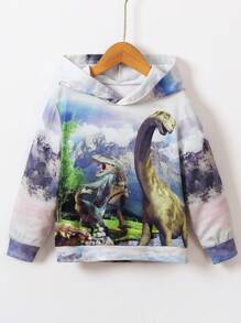 SHEIN 小男孩恐龙印花卫衣 - 彩色 - 查看 1