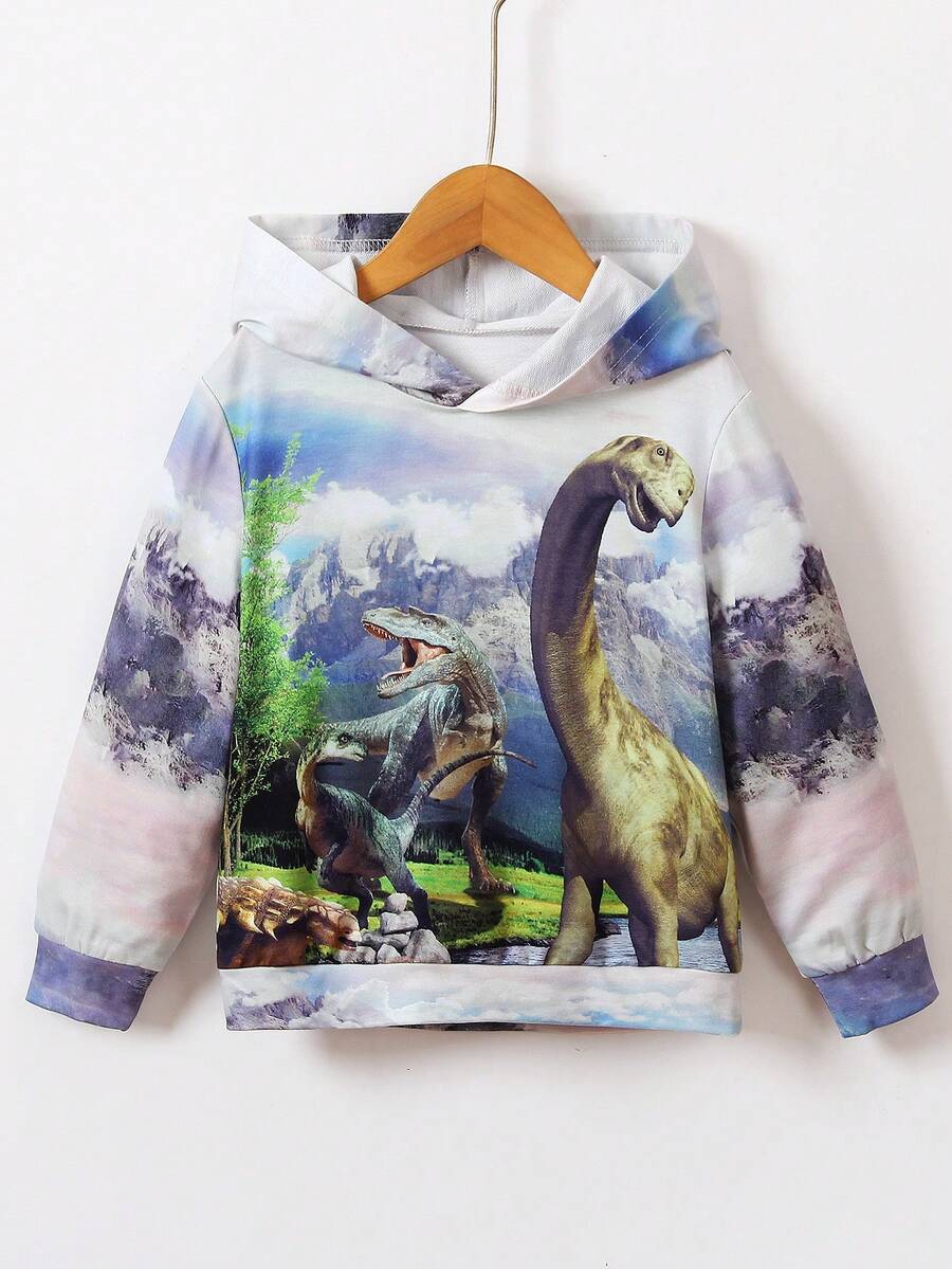 SHEIN 小男孩恐龙印花卫衣 - 彩色 - 查看 1