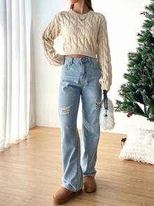 SHEIN EZwear 毛衣 - 杏色 - 查看 5