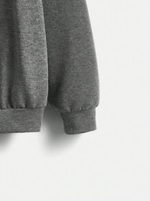 ROMWE Goth Cánh & Vượt qua Đồ họa Dây kéo Dây rút Hoodie - Xám - Xem 4