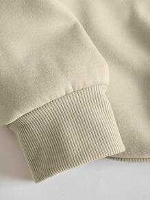 INAWLY 南瓜字母图案保暖内衬套头卫衣，秋季卫衣 - 米色 - 查看 4