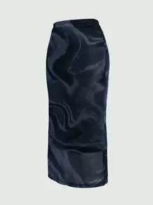 Sweetra Tie Dye Mesh Skirt Maxi Women Outfit