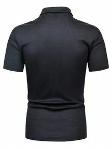 Manfinity Homme Nam Chất rắn Áo polo - màu đen - Xem 2