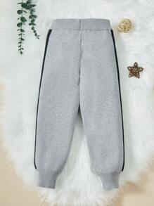 SHEIN Young Boy Contrast Trim Knit Pants