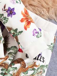 SHEIN Conjunto De Duas Peças Com Forro De Pelúcia Para Meninas Com Estampa De Dragão Para Mamãe E Eu (Vendido Separadamente Em 3 Conjuntos)