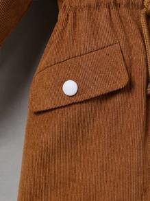 SHEIN Abrigo Térmico Con Capucha Y Ribete Borroso Con Cintura Ajustable Para Niño Joven