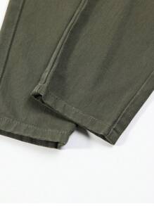 SHEIN Tween Boy Casual Campus Style Denim Jogger Pants With Waist Drawstring Summer Holiday - Army Green - View 8