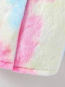 青少年女孩紮染毛茸茸外套無毛衣 - 粉色 - 查看 3