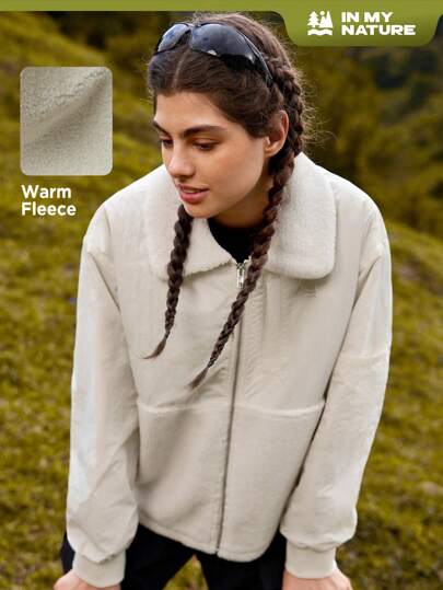 In My Nature 羊絨領口拉鏈開襟戶外搖粒絨夾克