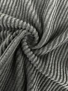 SHEIN Unity Solid Asymmetrical Neck Lettuce Trim Hanky Hem Crop Tee - Dark Grey - View 4