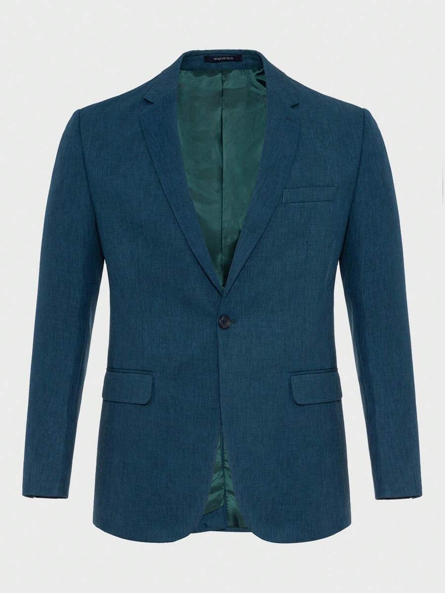 SHEIN Cottnline Men Lapel Collar Single Button Blazer - Dark Green - View 1