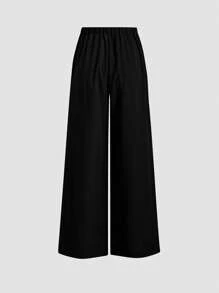Plus Tie Waist Wide Leg Pants