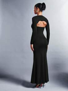 SHEIN BAE Solid Tube Dress With Bolero - Black - View 2