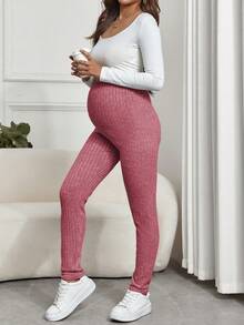 SHEIN Thai sản Vòng eo có thể điều chỉnh Gân đan Xà cạp - Đỏ - Xem 4