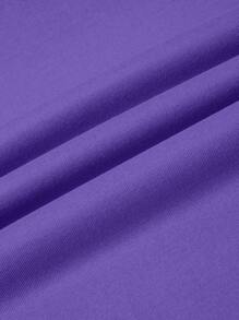 SHEIN EZwear 素色腰部抽繩衛褲 - 紫色 - 查看 6