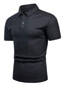Manfinity Homme Nam Chất rắn Áo polo - màu đen - Xem 1