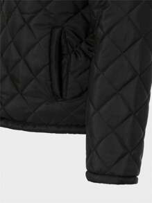 SHEIN Cottnline Men Zip Up Quilted Coat - Black - View 5