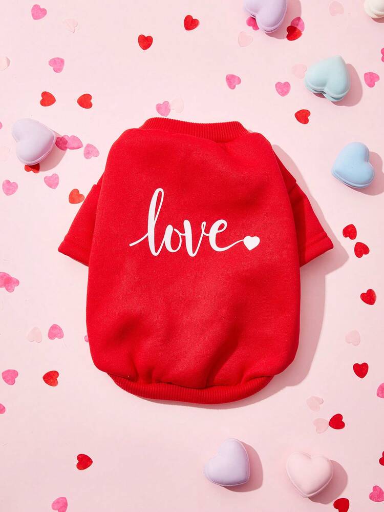 Valentine's Day 1pc Petsin Big Red Love Print Pet Sweatshirt