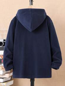 男童连帽保暖内衬外套（带翻盖口袋） - 藏蓝色 - 查看 2