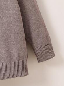 SHEIN Chàng trai trẻ Chất rắn Vòng cổ Áo len - Cà phê nâu - Xem 5