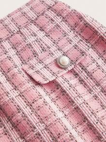 SHEIN DECDS 格紋圖案毛邊緣粗花呢半身裙 - 彩色 - 查看 9