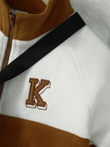 SHEIN Young Boy Two Tone Raglan Sleeve Jacket & Bag - Multicolor - View 3