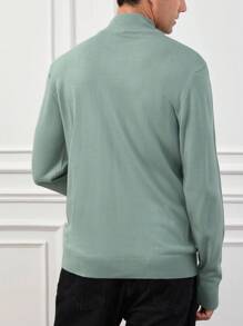 RueChic Men Solid Mock Neck Sweater - Olive Green - View 2