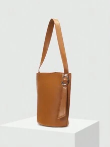 MOTF PREMIUM 女士實色扣肩袋 - 棕色 - 查看 3